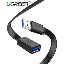 Ugreen USB 3,0 кабель Плоский USB кабель-удлинитель мужской и женский кабель для передачи данных USB3.0 кабель-удлинитель для ПК ТВ USB кабель-удлинитель