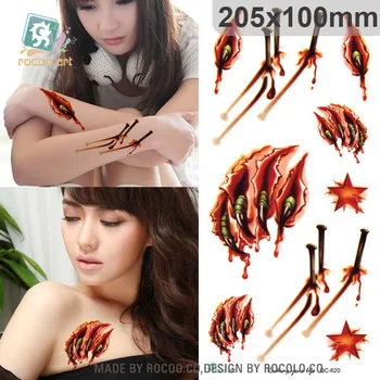 

QC-620/20X10cm 3D Large Colorful High Solution Men's Horrible Paw Designer Blood Temporary Flash Tatoo Sticker Taty