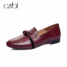 CZRBT/брендовая стильная женская обувь с квадратным носком; женские лоферы на плоской подошве; модельные туфли из натуральной кожи; Повседневные тапочки на плоской подошве; большие размеры