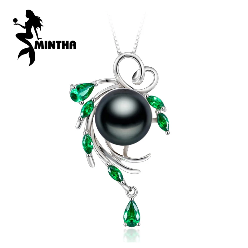 

MINTHA 925 sterling silver flower necklace,pearl jewelry Bohemia necklace,Pearl pendant necklace for women beryl Fine Jewelry