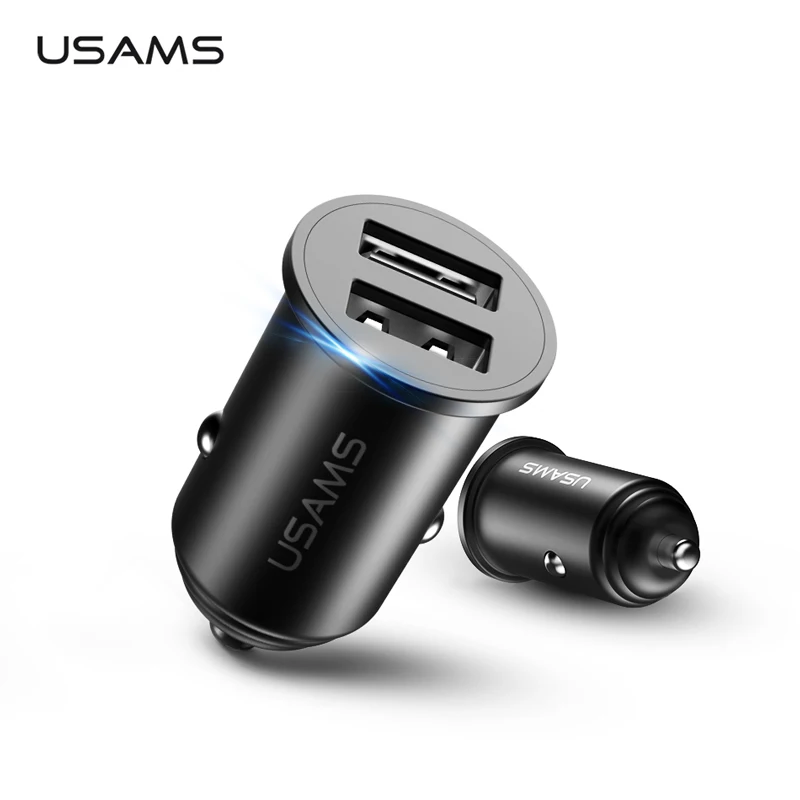 USAMS Smart Fast Mini Car Phone Charger Dual USB mini Car USB Chargers 3.1A Charging 2 USB Port