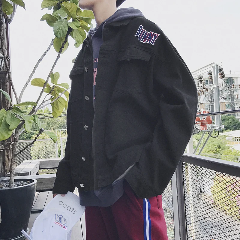 

Men's New Spliced Autumn 2018 Jacket Unisex Style Loose Jacket Korean Harajuku Casual Youth Popular Oversize male Basic Coats