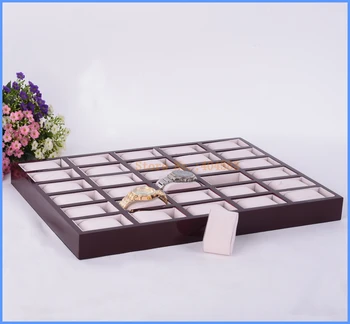 

30 grid durable wooden watch tray with cushions