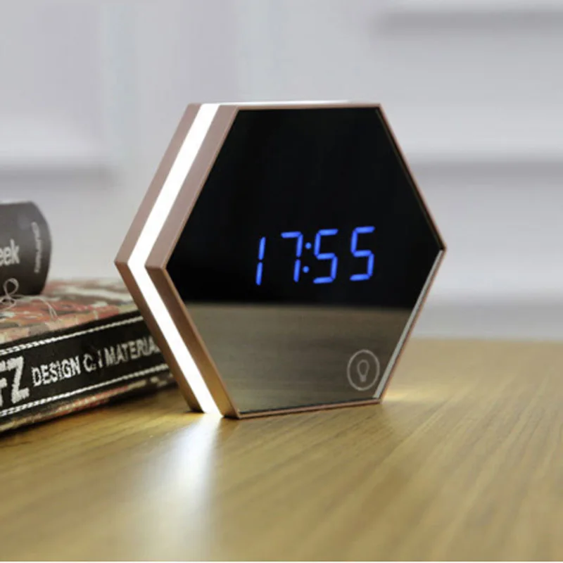 

Multifaceted and multi Electronic Multifunction LED Night Light Wall Clock Mirror Digital Display Alarm Clock Snooze Light-emi