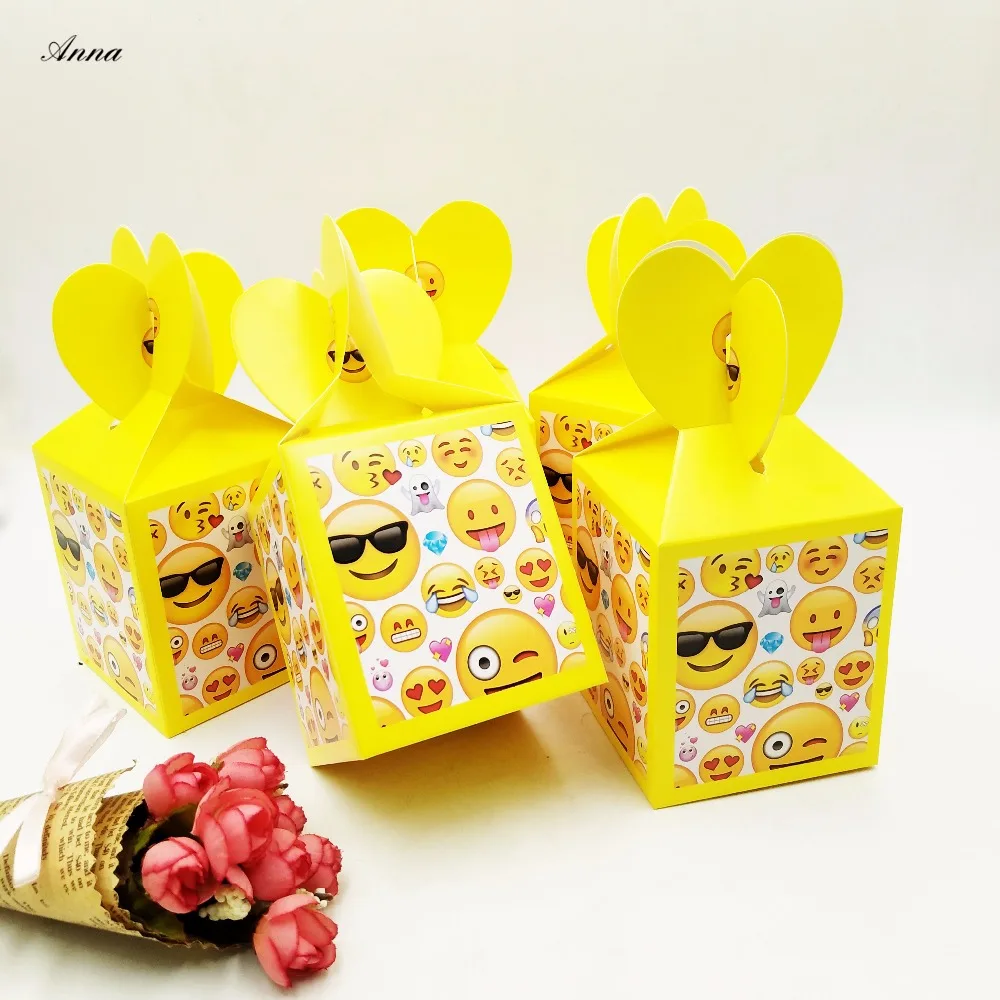 6 шт./лот Emoji День рождения украшения коробка конфет дети смайлики День рождения поставки Emoji День рождения сувениры