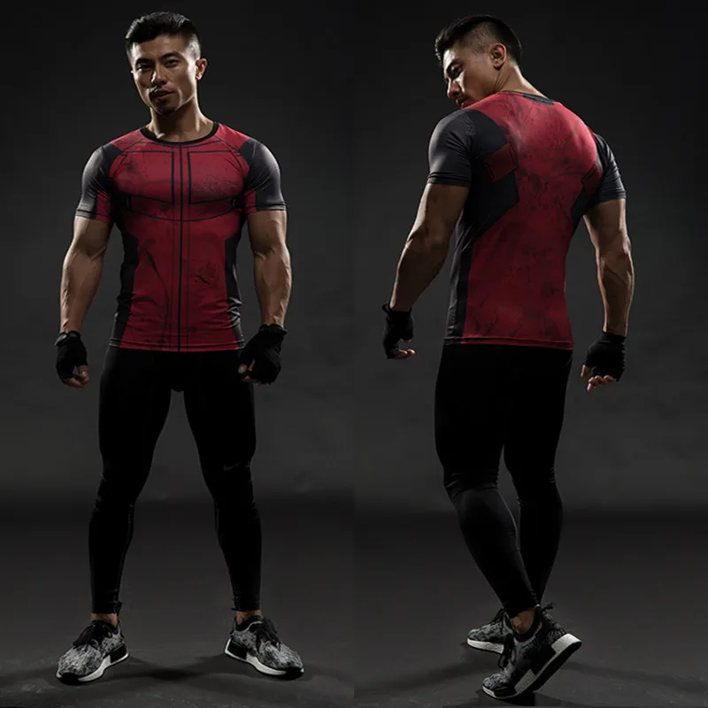 

Deadpool Short Sleeve T shirts Men Compression Shirt 2017 New Cosplay Costume Tops For Male Fitness Clothing