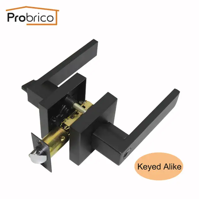 Us 69 89 5 Off Probrico Black Keyed Alike Stainless Steel Entrance Locks Interior Door Lock Set Heaven Duty Bathroom Bedroom Square Door Locks In