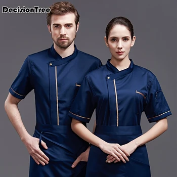

2020 wholesale unisex kitchen chef uniform bakery food service short sleeve breathable double breasted cook wear chef