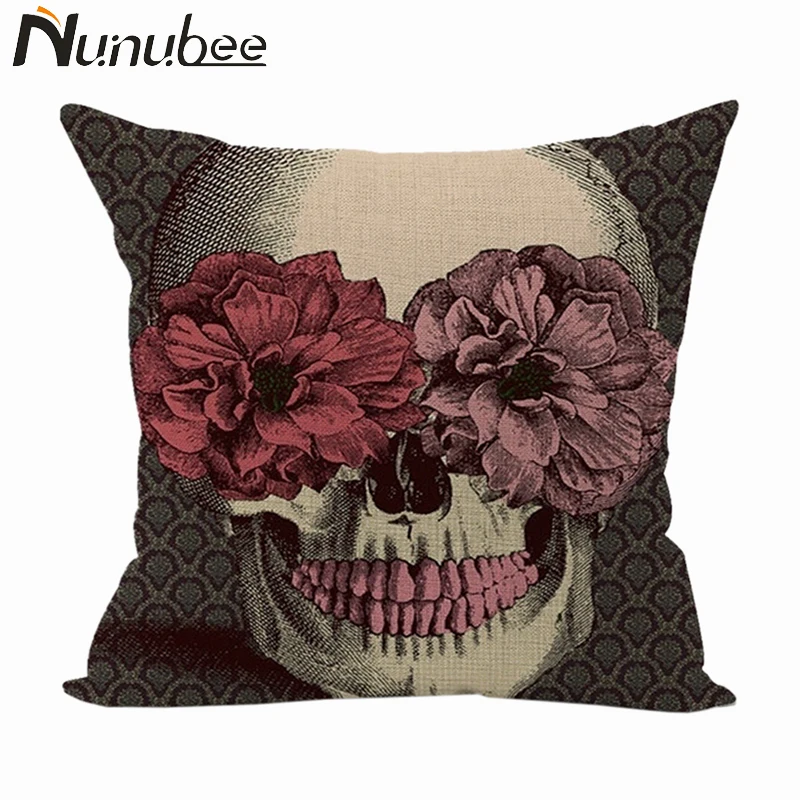 Nunubee чехол для подушки в стиле панк, Богемия, Пейсли, подушка с черепом, чехол из хлопка и льна, декоративные подушки, 45*45 см