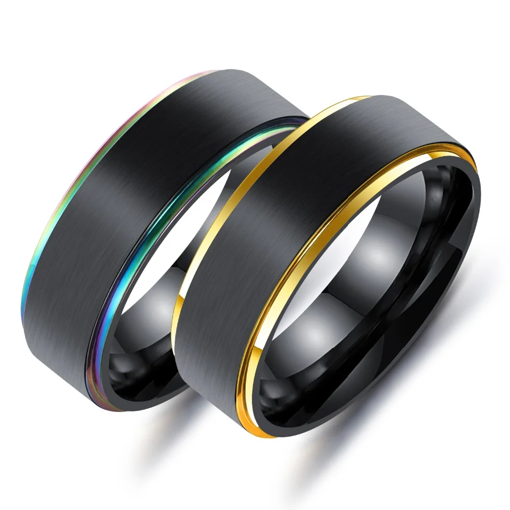 Titanium steel men's ring seven color electroplating bath ring ring
