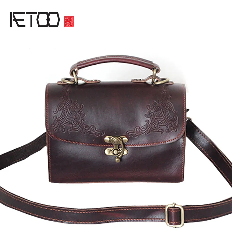 

AETOO Summer new bag Korean fashion ladies bag retro embossed leather handbags