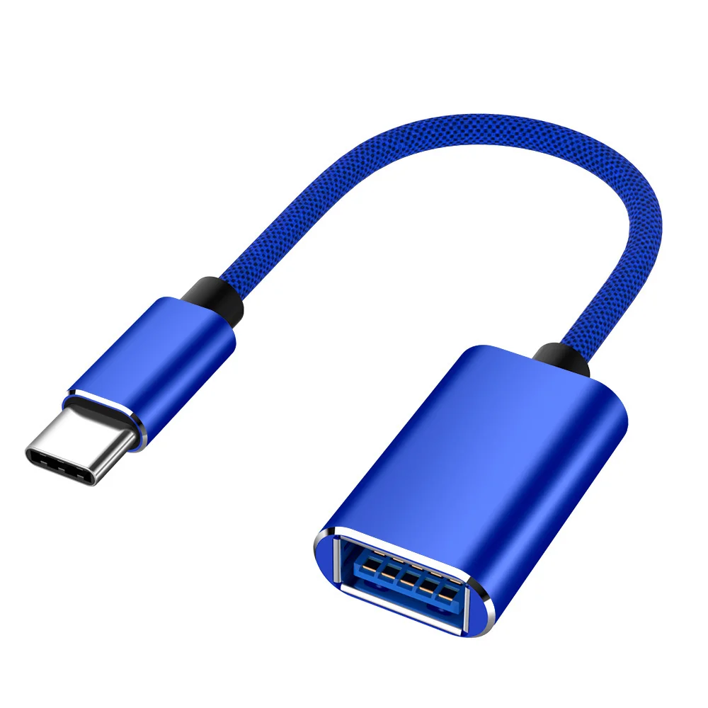 Type C USB 2,0 OTG кабель Быстрая скорость USB C штекер USB2.0 Женский конвертер USB-C Синхронизация данных OTG Кабель-адаптер для samsung Xiaomi - Цвет: Синий