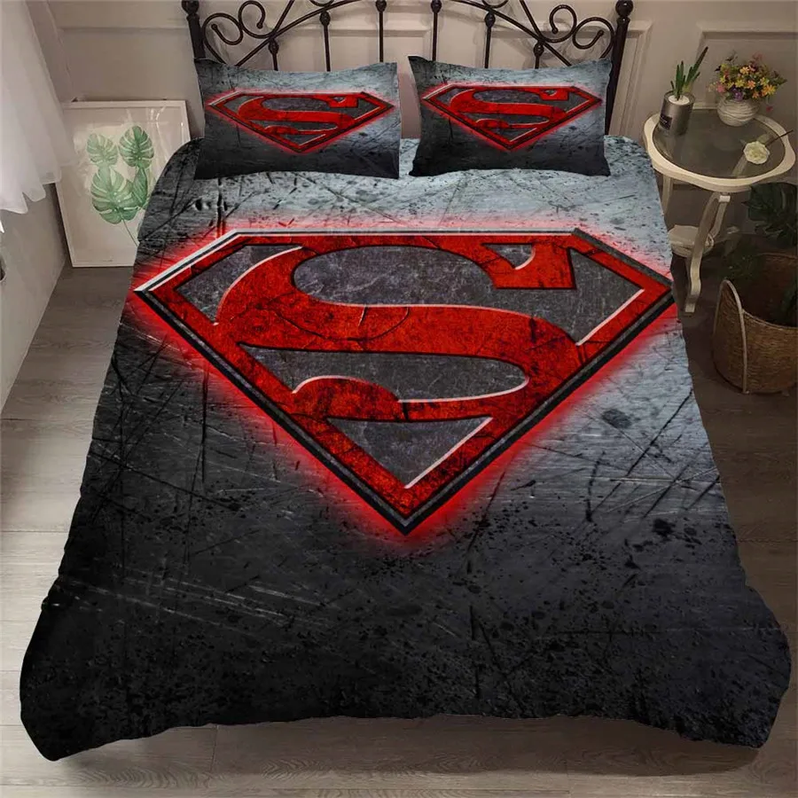 Helengili 3d Bedding Set Superman Batman Flash Super Hero Print