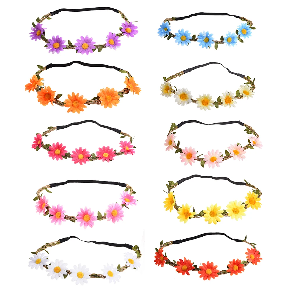 

M MISM Bohemia Style Headband Flower Bridal Wedding Party Elasic Hair bands Wreath Hair Accessories for Womens
