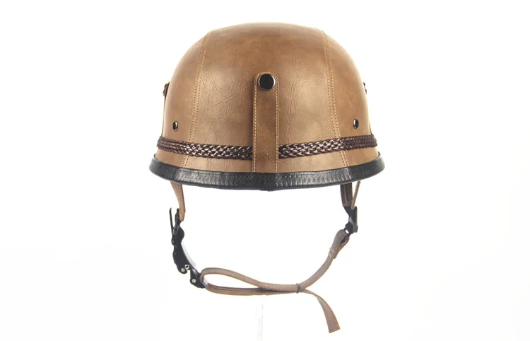 Открытый лицевой полукожаный шлем Второй мировой войны стиль черный Немецкий мотоциклетный полушлем Чоппер Байкер пилот