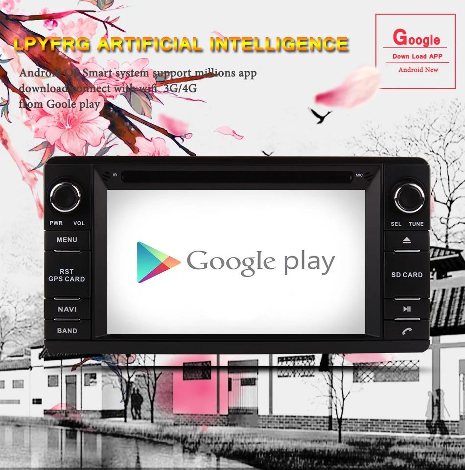 Cheap 2 Din 1024*600 Android 9.0 System 8 Core Car GPS DVD Head Unit for Mitsubishi Outlander Lancer ASX Pajero 2013 - 2016 Multimedia 4