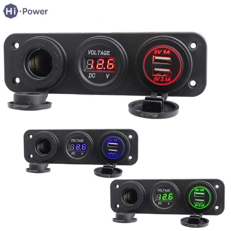 

Hi-Power Dual USB Auto Car Cigarette Lighter Socket Splitter 5V 3.1A Power Adapter Charger Digital Voltmeter Display DC 12V