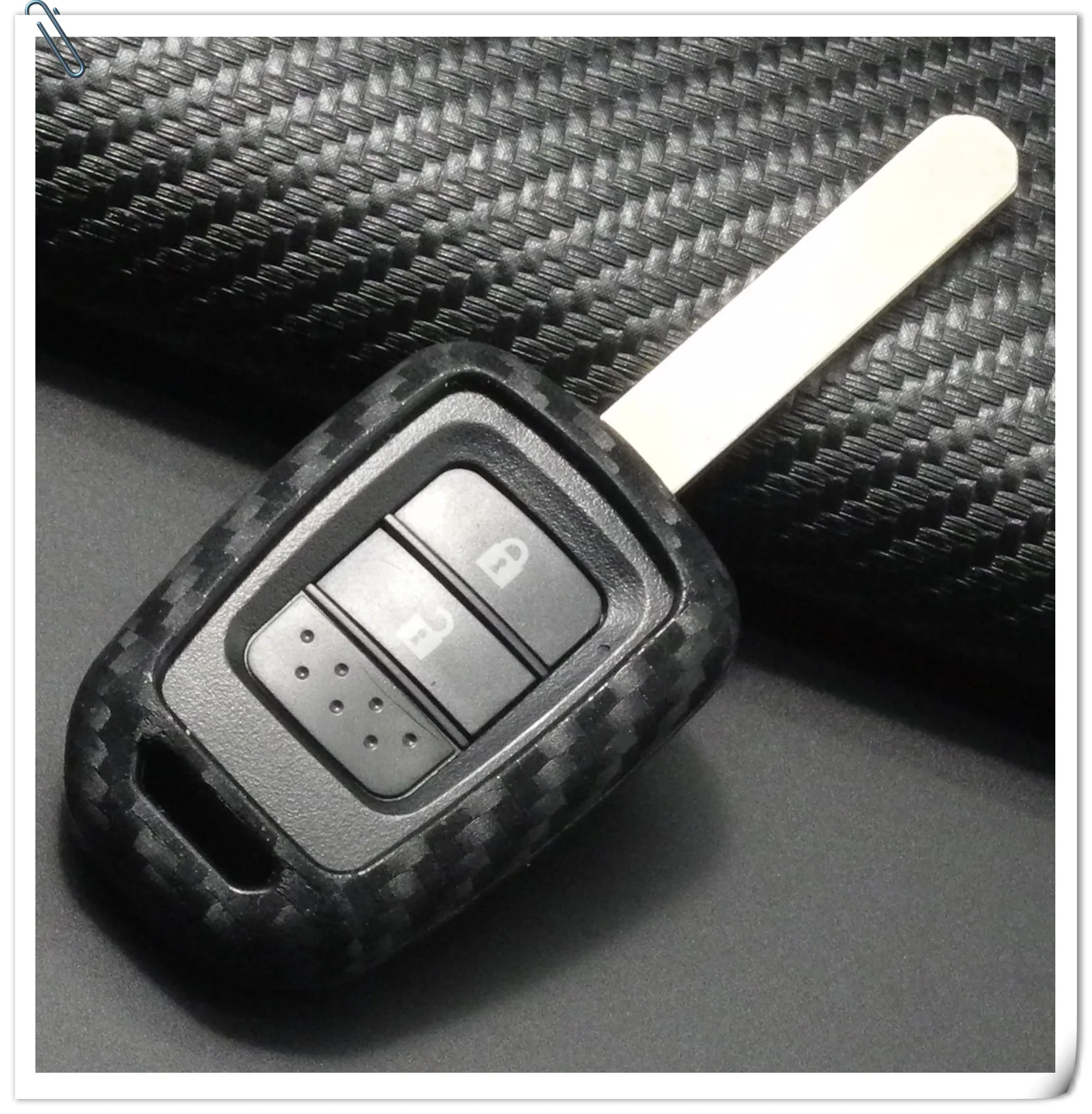 Keyforkess Silicone carbonio chiave copre caso per Honda Accord Civic città CR-V Jazz XR-V Vezel HR-V Fit LX Sport fibra Car Styling - HTB1PkcCaEjrK1RkHFNRq6ySvpXaL