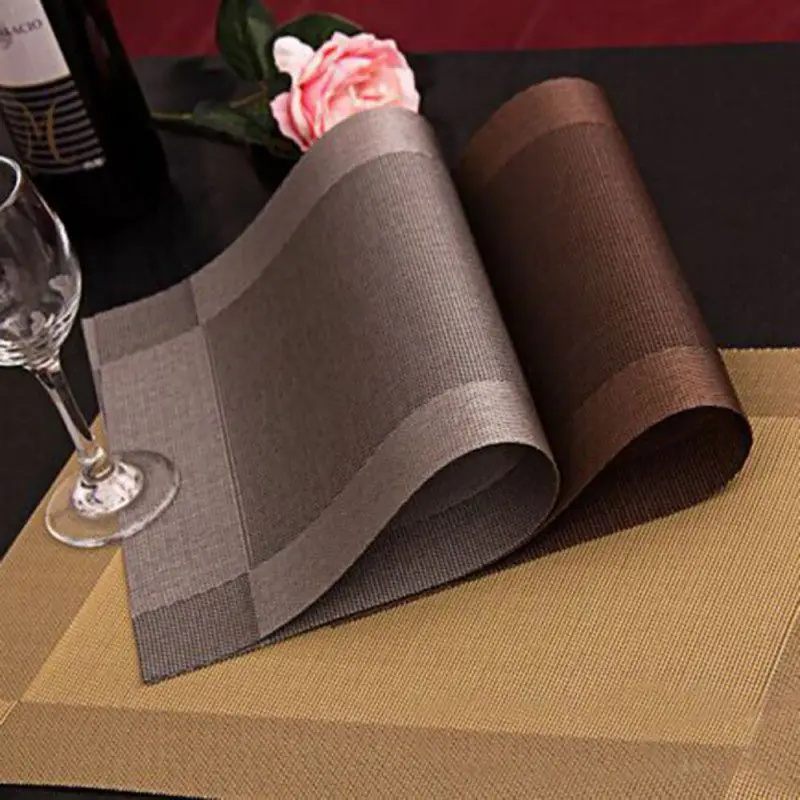 4 قطعة الحديثة تحديد الموقع الأزياء البلاستيكية طاولة طعام حصيرة منصات القرص عاء الوقايات طاولة مقاومة للمياه القماش سادة زلة مقاومة سادة