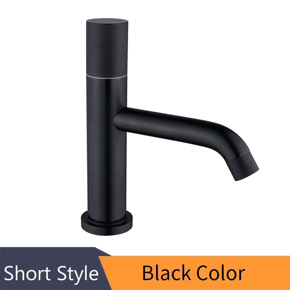 Basin Faucet Retro Black Faucet Taps Bathroom Sink Faucet Single Handle Hole Deck Vintage Wash Hot Cold Mixer Tap Crane 855762 - Цвет: Short Black