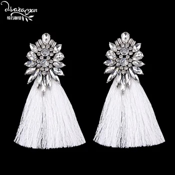 

Dvacaman Brand Hot Sale Handmade Tassel Earrings Fashion Women Floral Crystal Drop Earrings Indian Bridal Statement Jewelry YY16