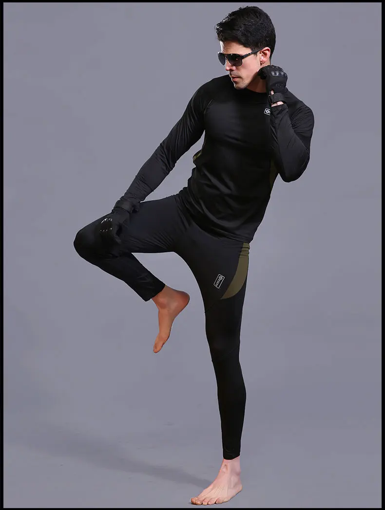 Зимние Malitary Для мужчин s Тактический комплекты белья флис теплый дышащий белье спортивные костюмы Для мужчин высокие упругие
