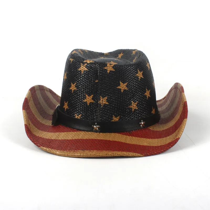 Ребенок соломы ковбойская шляпа США американский флаг для мальчиков и девочек в стиле вестерн сомбреро Hombre пастушка шапки 52-54 см