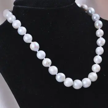 

Free shipping@@@@@ 10-14mm Genuine Natural South Classic Baroque White Akoya Pearl Necklace 18"