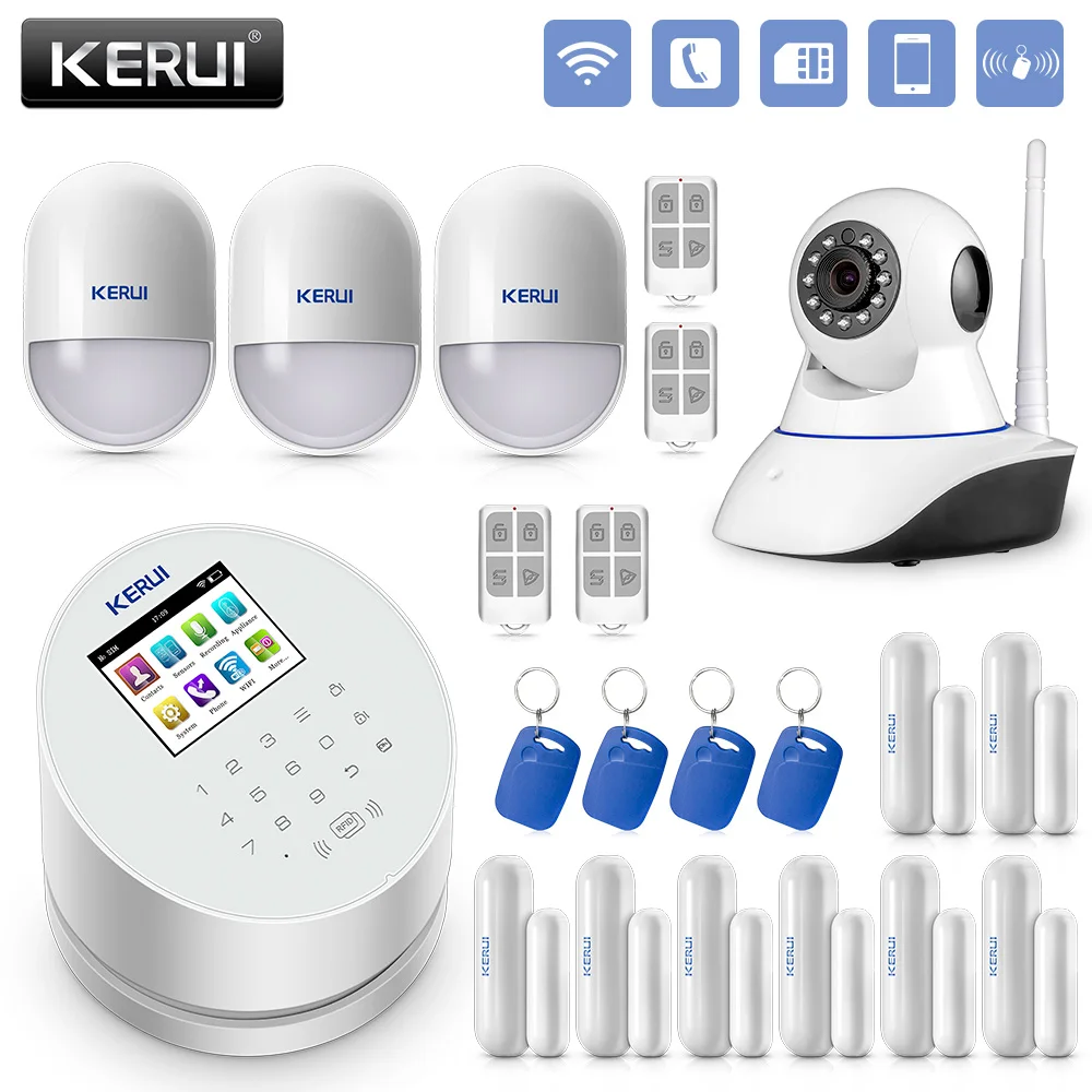 KERUI W2 WIFI GSM PSTN домашняя система охранной сигнализации RFID карта сигнализация с 720P