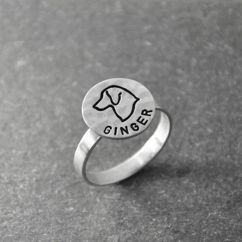 Engravable Ring, Custom Engraving, Silver Dog Ring, Personalized dog