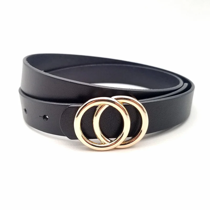 

New Korean version of the leather smooth buckle ladies belt first layer cowhide buckle decorative vegetable tanned leather belt
