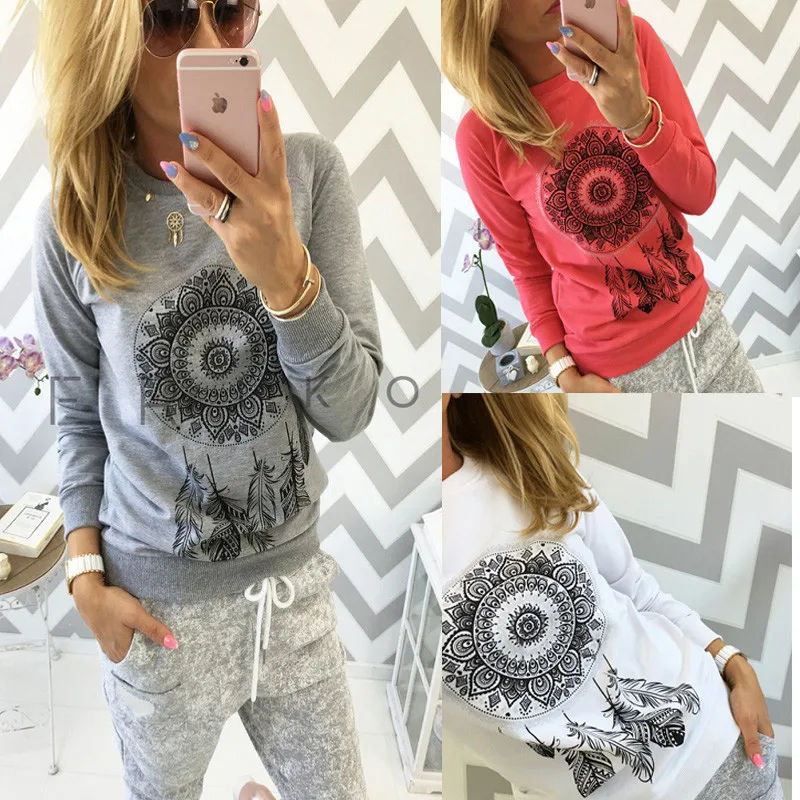 

2019 Autumn vogue Women Sweatshirt Casual Long Sleeve O Neck Print Pullover Jumper Hoodies Sweatshirts fashion top clothing -35