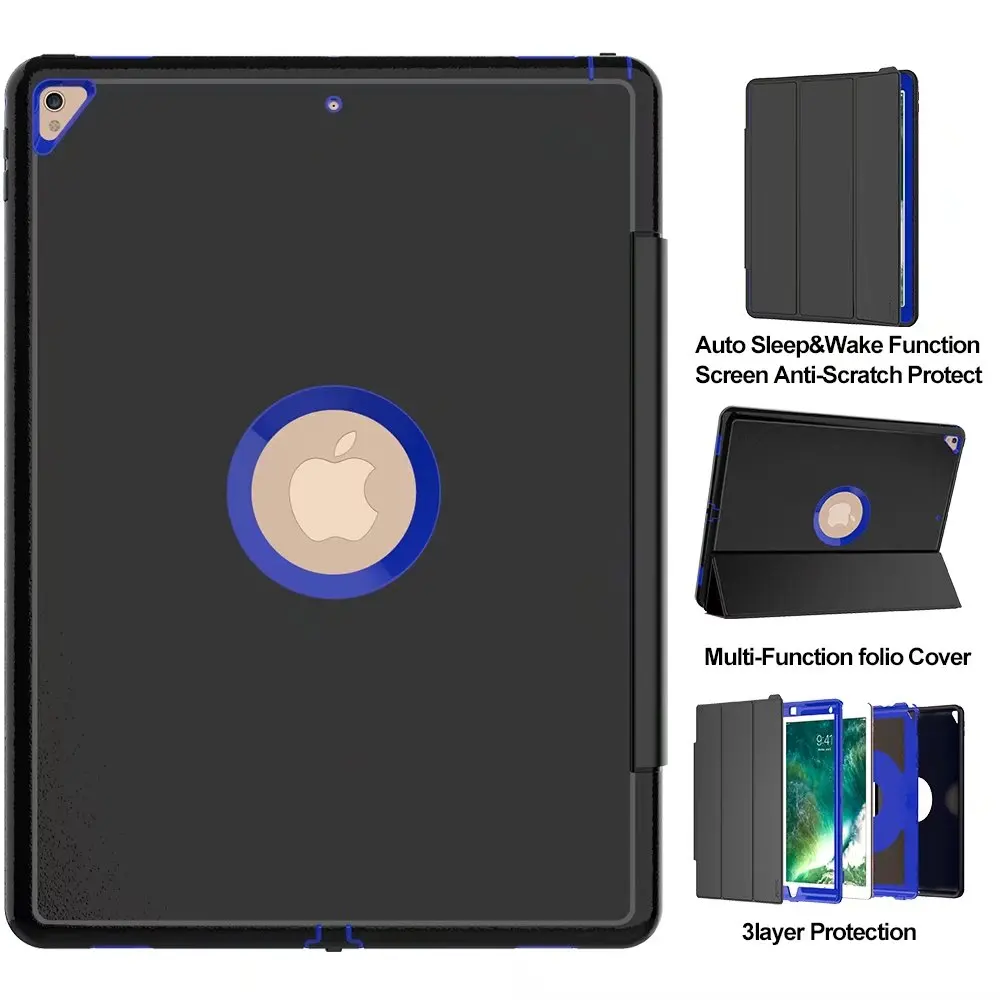 

Cover For iPad 2016 2017 Pro 12.9 Case Shockproof Heavy Duty Flip Stand Silicon Protective Shell tablet Fundas 2015 Pro 12.9+pen