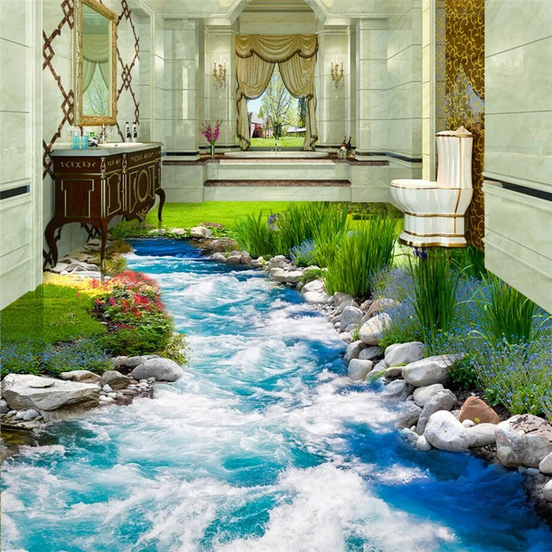 beibehang water Modern floor sticker 3D mural painting bathroom mural self-adhesive PVC photo wallpaper wall-paper flooring reusable chinese cloth water paper blank hanging scroll ink needed calligraphy painting scrolls for beginners painting