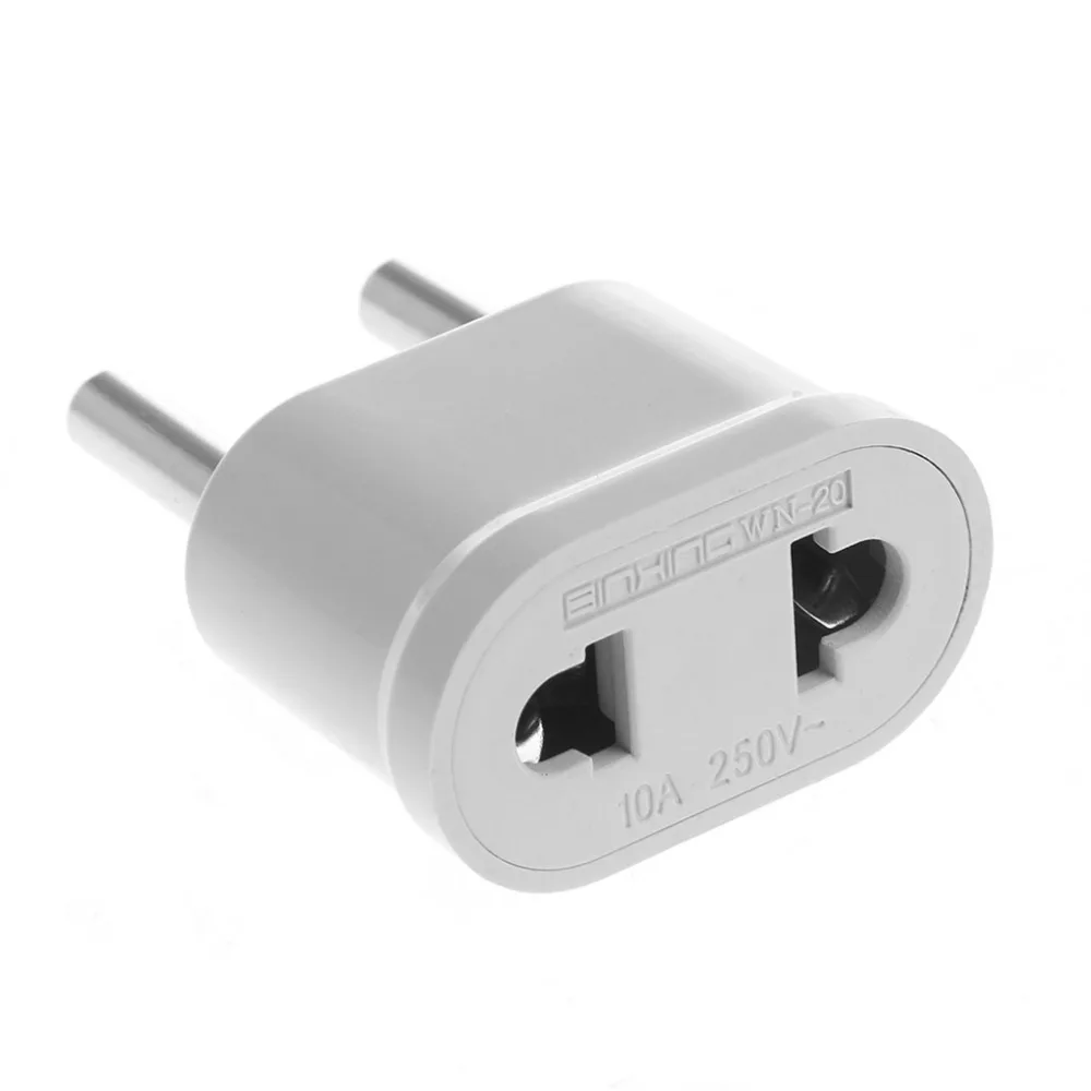 

White US Female To EU Male AC Power Plug Converter Universal Travel Charger Adapter