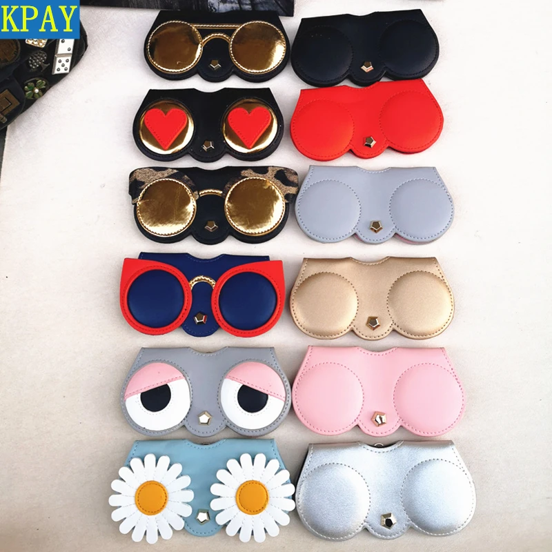 PU Leather Eyeglasses Case Ins Popular Cute Cartoon Back To School Women Sunglasses Storage Protection Unique Glasses Bags