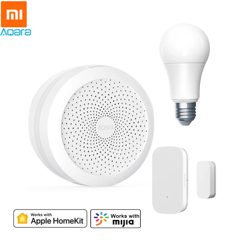 

Xiaomi Aqara Smart Light Set Aqara Gateway Hub+ Aqara LED Bulb + Aqara Door & Window Sensor work with Apple HomeKit Mijia APP
