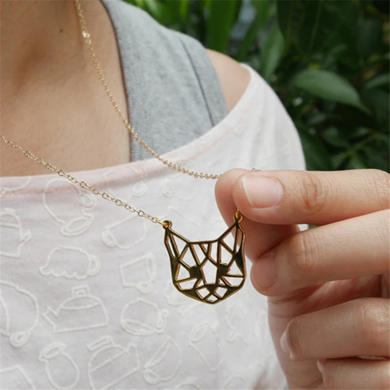 Collier En Forme De Visage De Chat Origami Bijoux Pour Amoureux Des Animaux De Compagnie Contour De La Tete De Chat Nouvelle Collection 17 Aliexpress