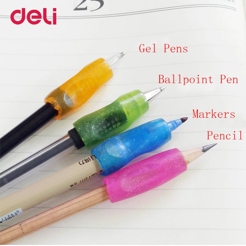 Deli качество 4 цвета ручка Набор для школы ребенок правильно написать офисные канцелярские принадлежности мягкая правильная петля для карандаша Топпер подарок