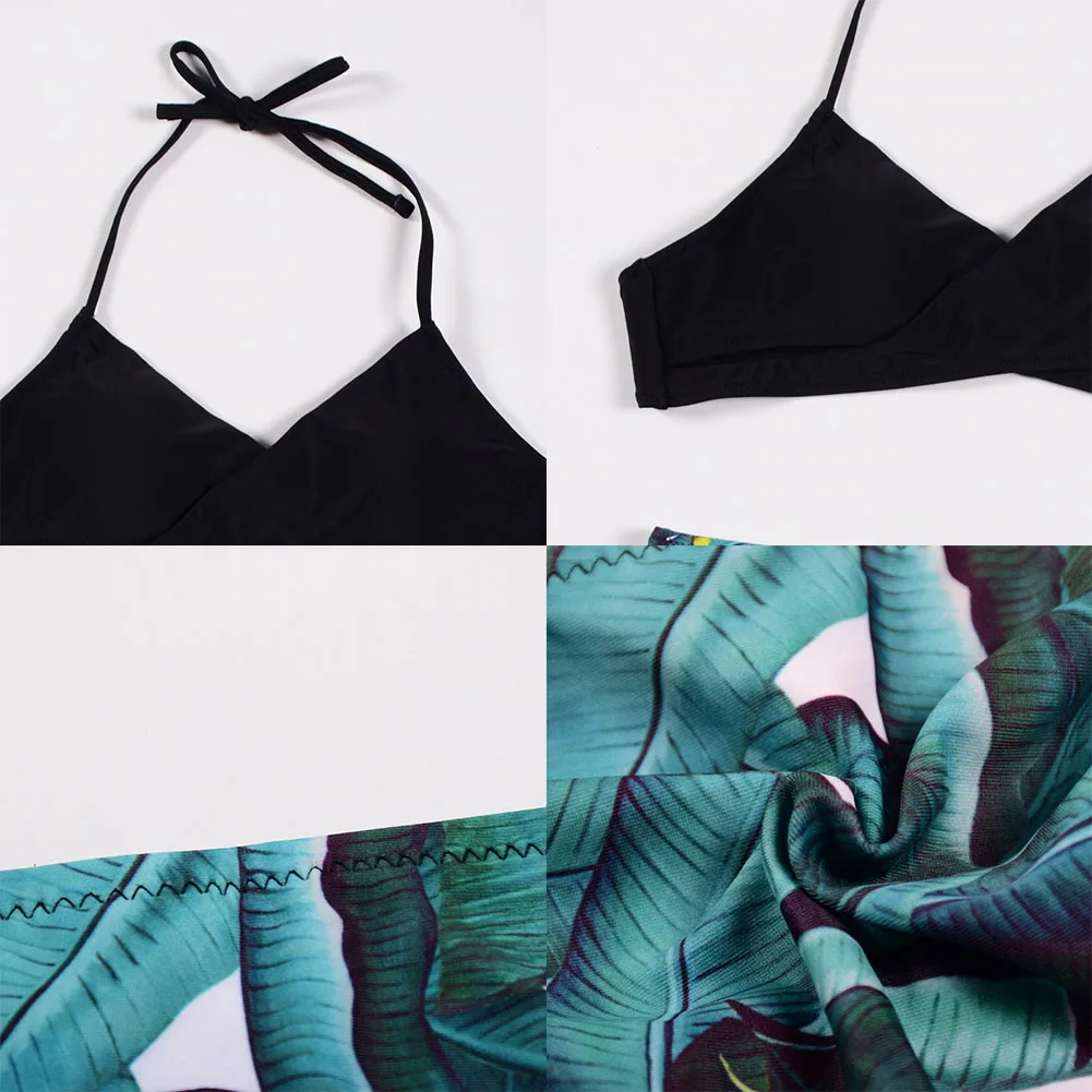 

Ladies Split Swimwear Set Solid Color Sling Bikini Printed Briefs Swimsuits for Beach FI-19ING