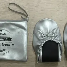 Популярные цветные женщины балерина складной складной свадебная обувь с мешком для подарка