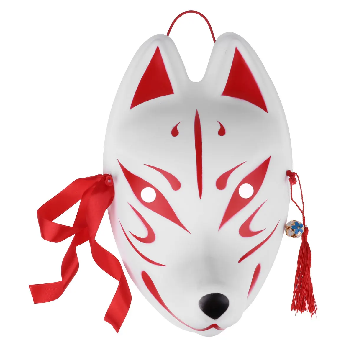 Маскарадная маска в виде животных, ПВХ, на половину лица, кролика, на все лицо, лиса, маска с кисточками, колокольчики, вечерние, для шоу, маскарадный, праздничный, бальный костюм - Цвет: Red