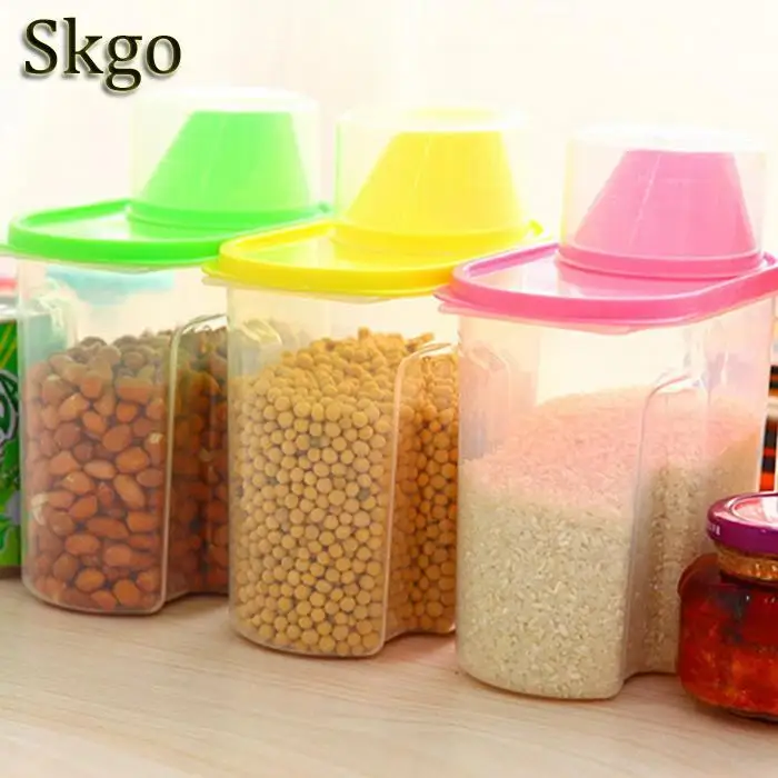 

Hot Kitchen Plastic Sealing Flip Round Hole Transparent Dry Food Storage Box Grain Container Tank Organizer Eco-Friendly Crisper