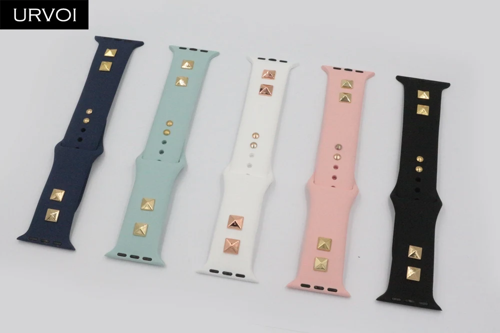 Спортивный ремешок URVOI для Apple Watch силиконовый с заклепками iWatch 5 4 3 2 1 сменный