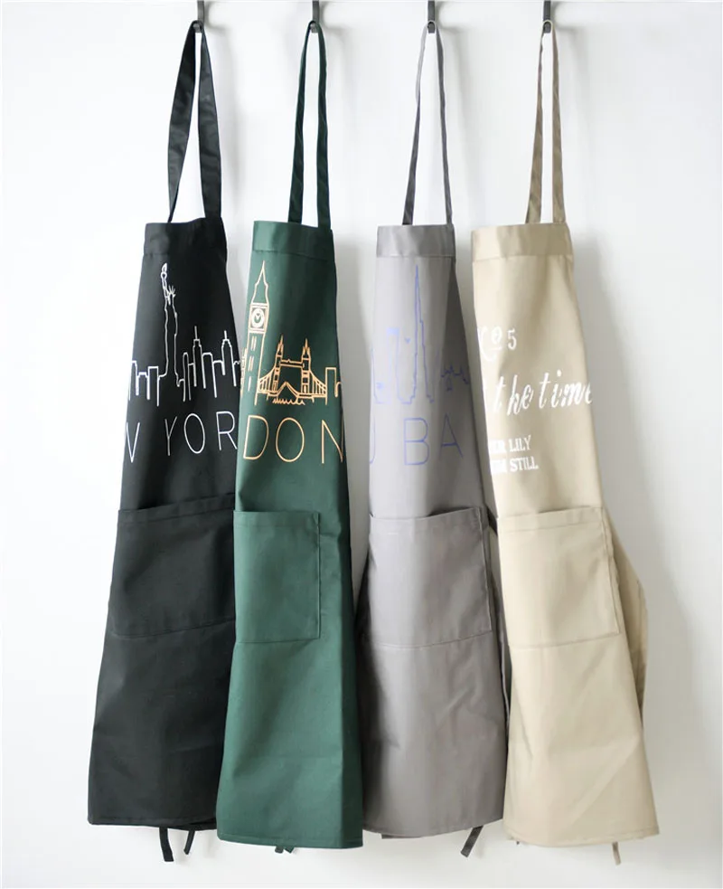 Men Women Apron Kitchen Cooking Baking Waterproof Oil-proof Apron Painting Work Clothes Hotel Coffee Shop Aprons Lengthen (6)