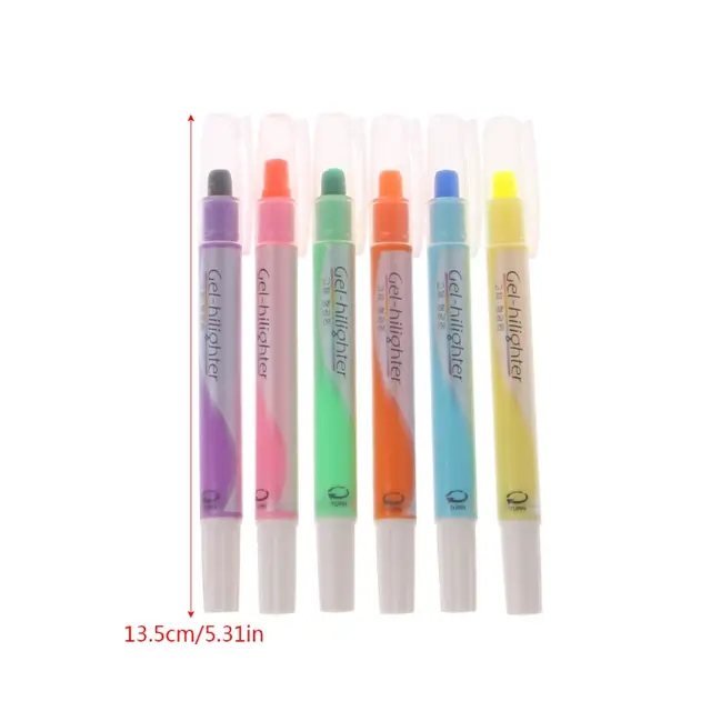6 Pcs Watercolor Gel Pen Cute Highlighter Solid Accent Ink Maker Gel Pen Cute Highlighter Solid Accent