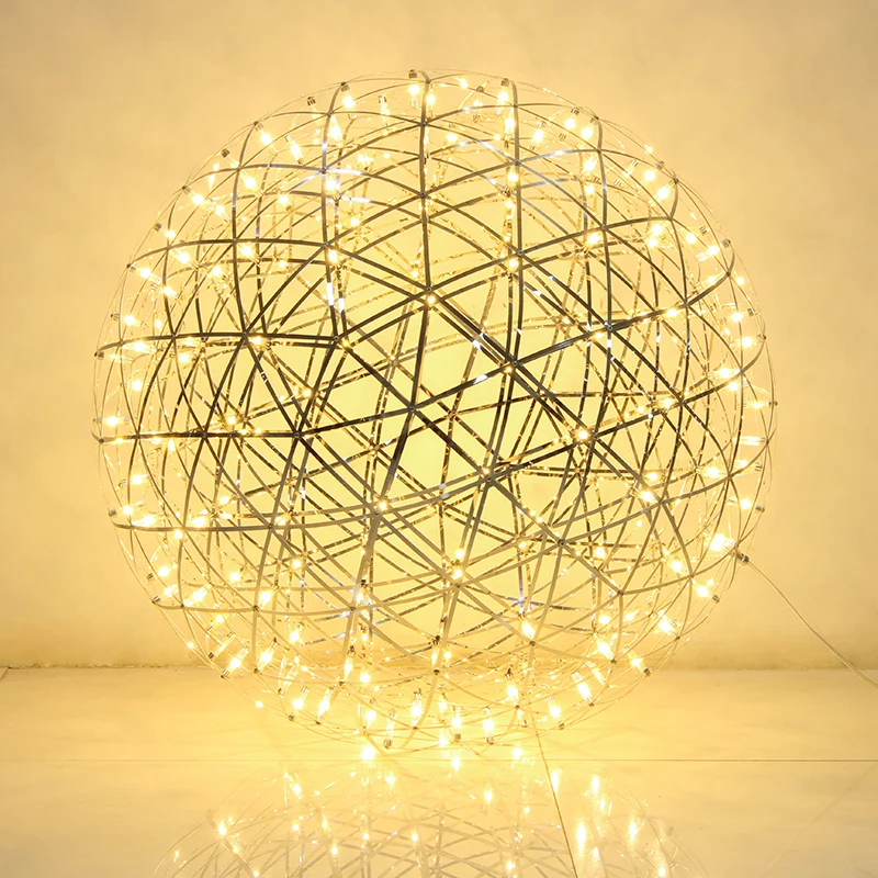 

60cm 70cm and 80cm Creative Raimond Led Firework Ball Pendant Lamp For Living Room Stainless Steel Abajur Restaurant loft light