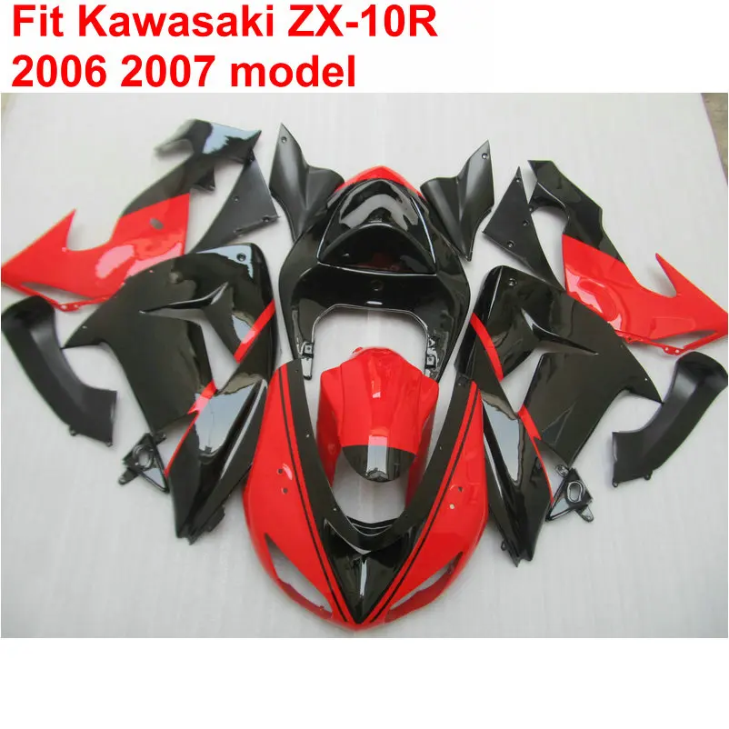 

Motorcycle fairing body kit for Kawasaki ninja ZX10R 06 07 red black fairings set ZX10R 2006 2007 TY34