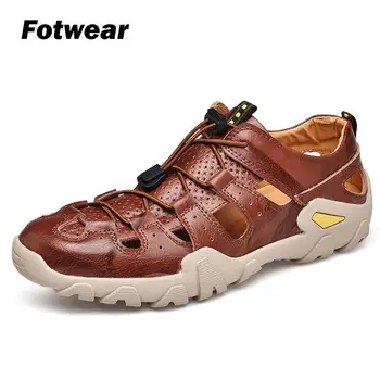 

Fotwear Men sandals Exceptional Leather Craft with shoelace hiking leather sandals breathable Lightweight and durable comfort