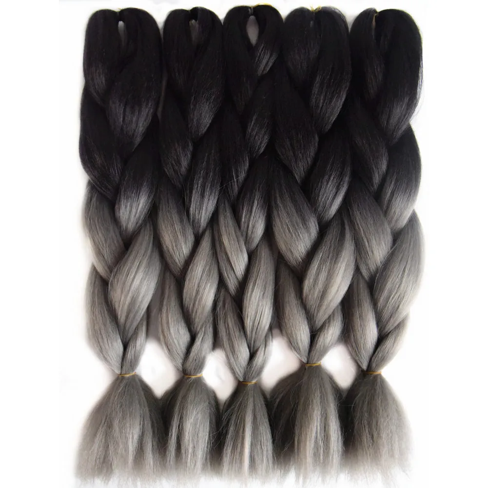 

Crochet Jumbo Braids 5pcs/Lot 24" (65cm) ombre Braiding hair Full Star 100g Black Drak Gray purple pink Synthetic Hair for Women